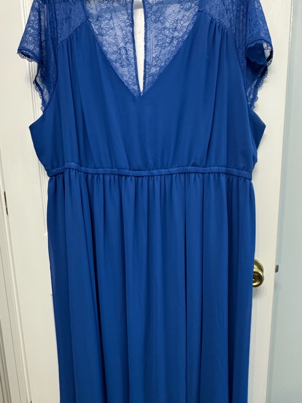 Torrid Blue Lace Yoke Chiffon Midi Dress